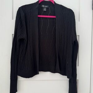 Elegant Black Open Front Cardigan